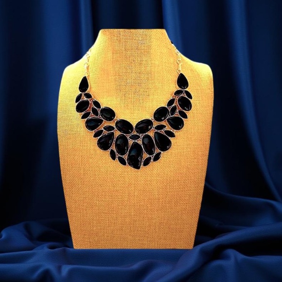 Onyx Necklace stunning statement, necklace, silver & onyx necklace NEW - Picture 1 of 15
